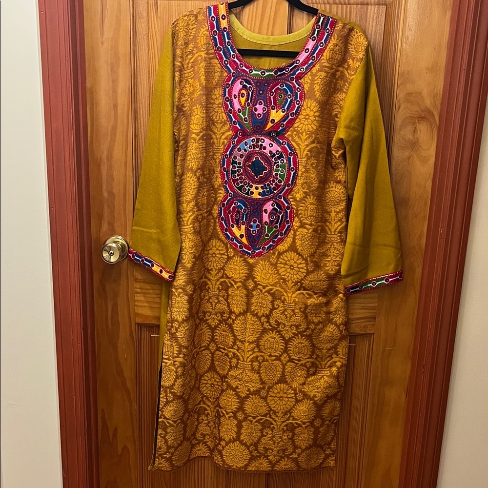 Colorful Embroidered & Mirrored Dress